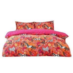 SIZE DOUBLE Brand New Pink Vivid Andalucian Abstract Duvet Cover Set